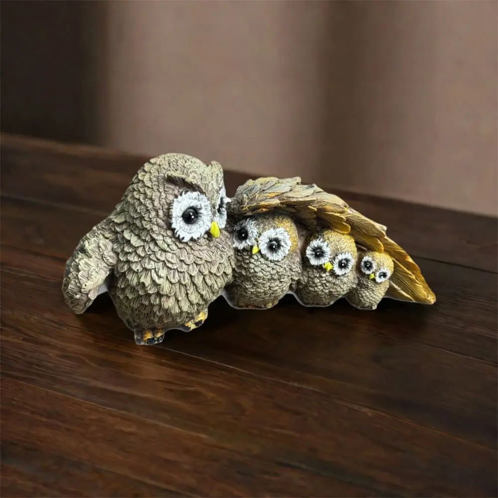 Desktop Decoration Resin Owl Ornament Cute Creative Animal Statue Vivid Waterproof Miniature Figurine Sculpture Outdoor