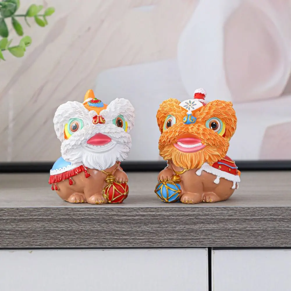 Desktop Decoration Chinese Style Lion Ornament Resin Cute Animal Statue Handicraft Modern Tea Pet Gift