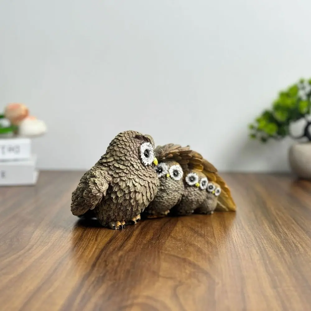 Desktop Decoration Resin Owl Ornament Cute Creative Animal Statue Vivid Waterproof Miniature Figurine Sculpture Outdoor