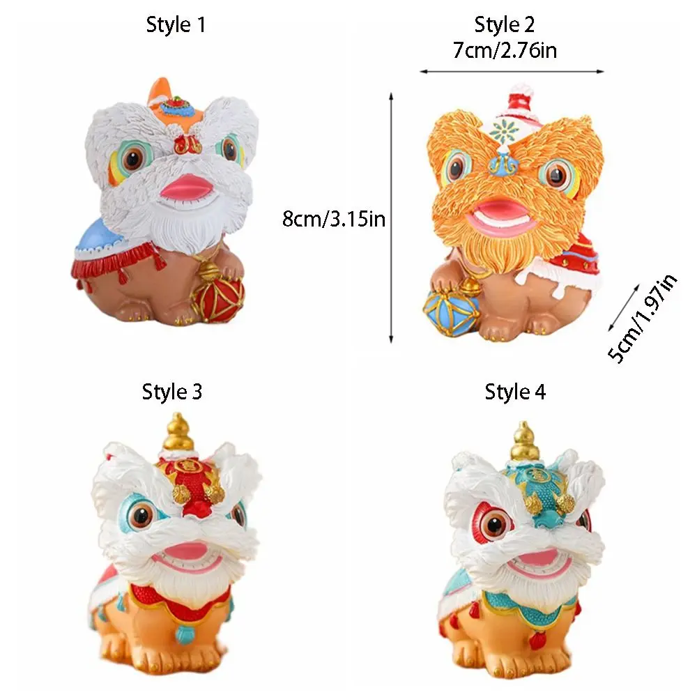 Desktop Decoration Chinese Style Lion Ornament Resin Cute Animal Statue Handicraft Modern Tea Pet Gift