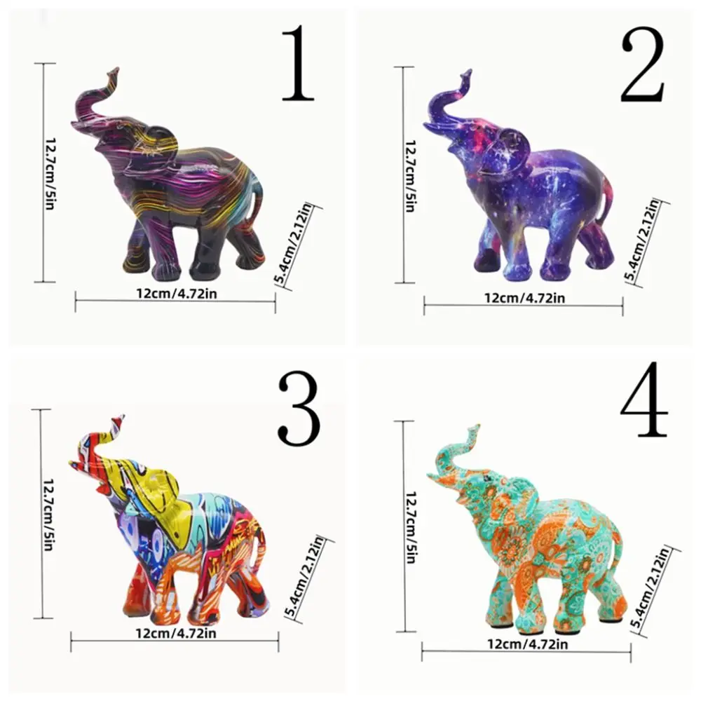 Kawaii Colorful Mini Elephant Model Mini Cartoon Graffiti Elephant Figurine Durable Modern Elephant Kids Toy Children