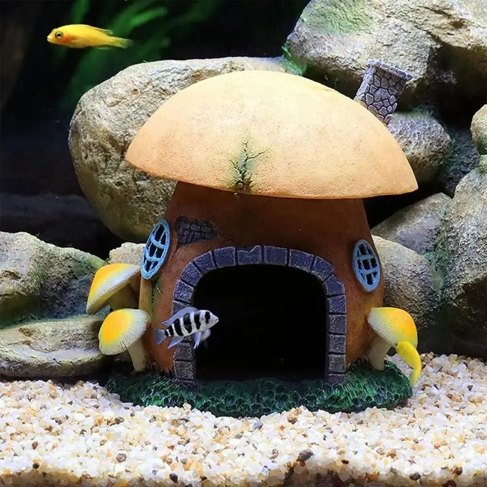 Aquarium Accessories Decorative Mushroom Conch House PVC Mini Fish Shrimp Hiding Shelter Simulation Conch Ornaments Aquarium