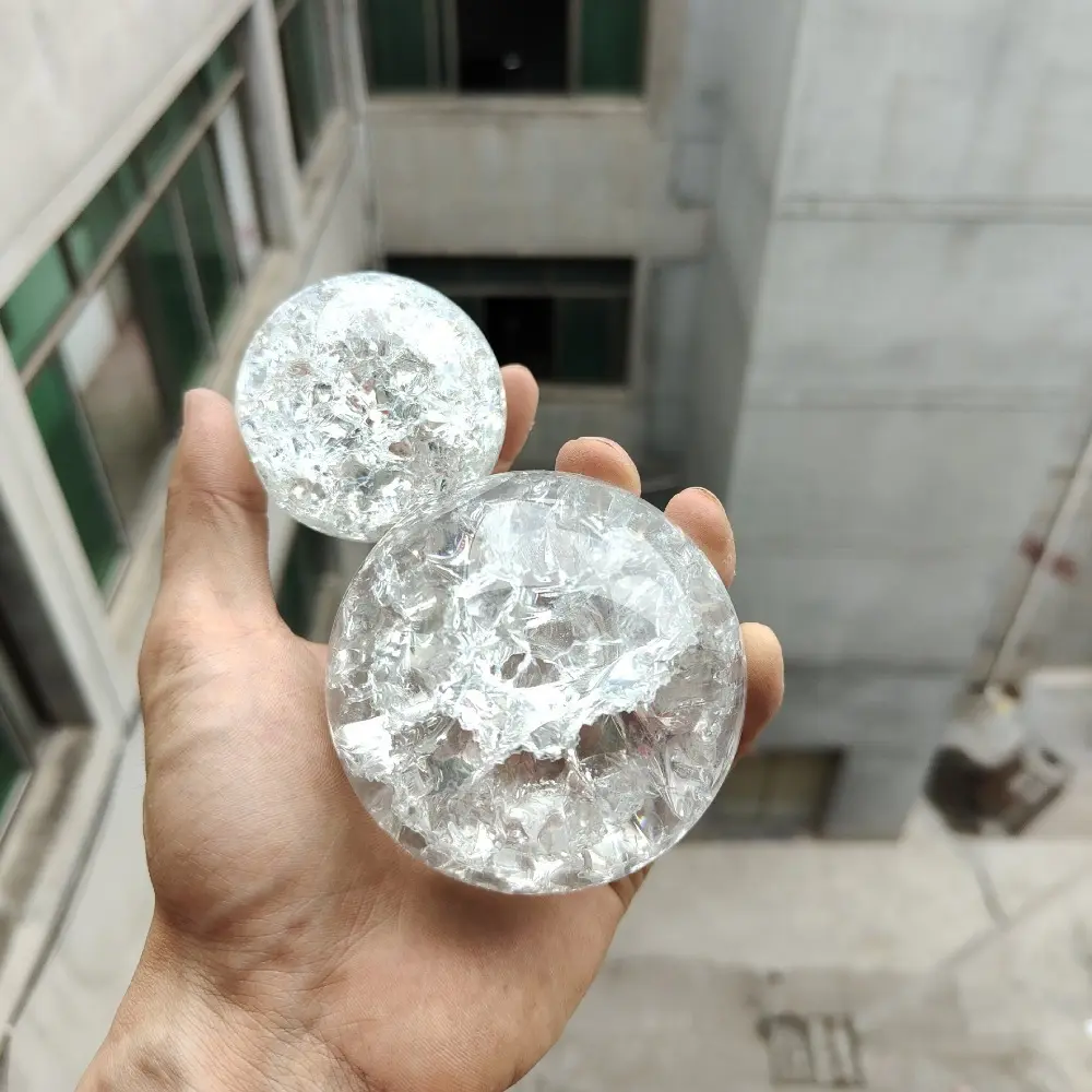 Transparent Ice Crack Handicraft Decorative Home Decoration DIY Magic Sphere Ornament Crystal Ball Glass Marble