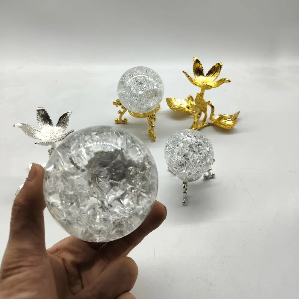 Transparent Ice Crack Handicraft Decorative Home Decoration DIY Magic Sphere Ornament Crystal Ball Glass Marble