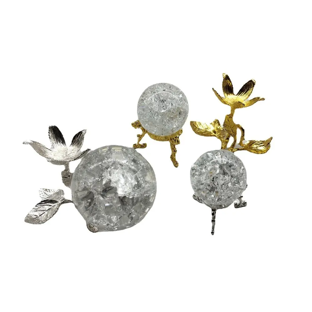 Transparent Ice Crack Handicraft Decorative Home Decoration DIY Magic Sphere Ornament Crystal Ball Glass Marble