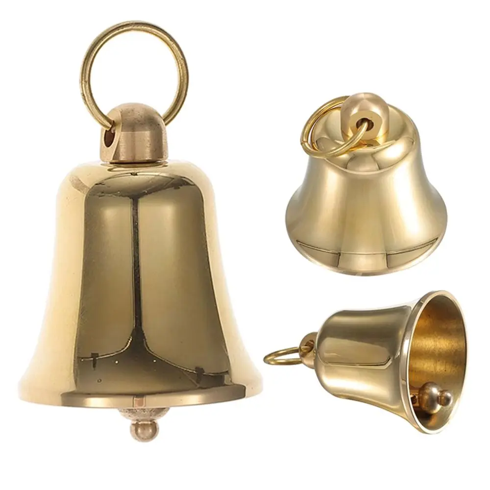 Vintage Gold Christams Bell Pendant Handmade Round Mouth Brass Hanging Bell Jingle Ornament Bell Wind Chime Garden