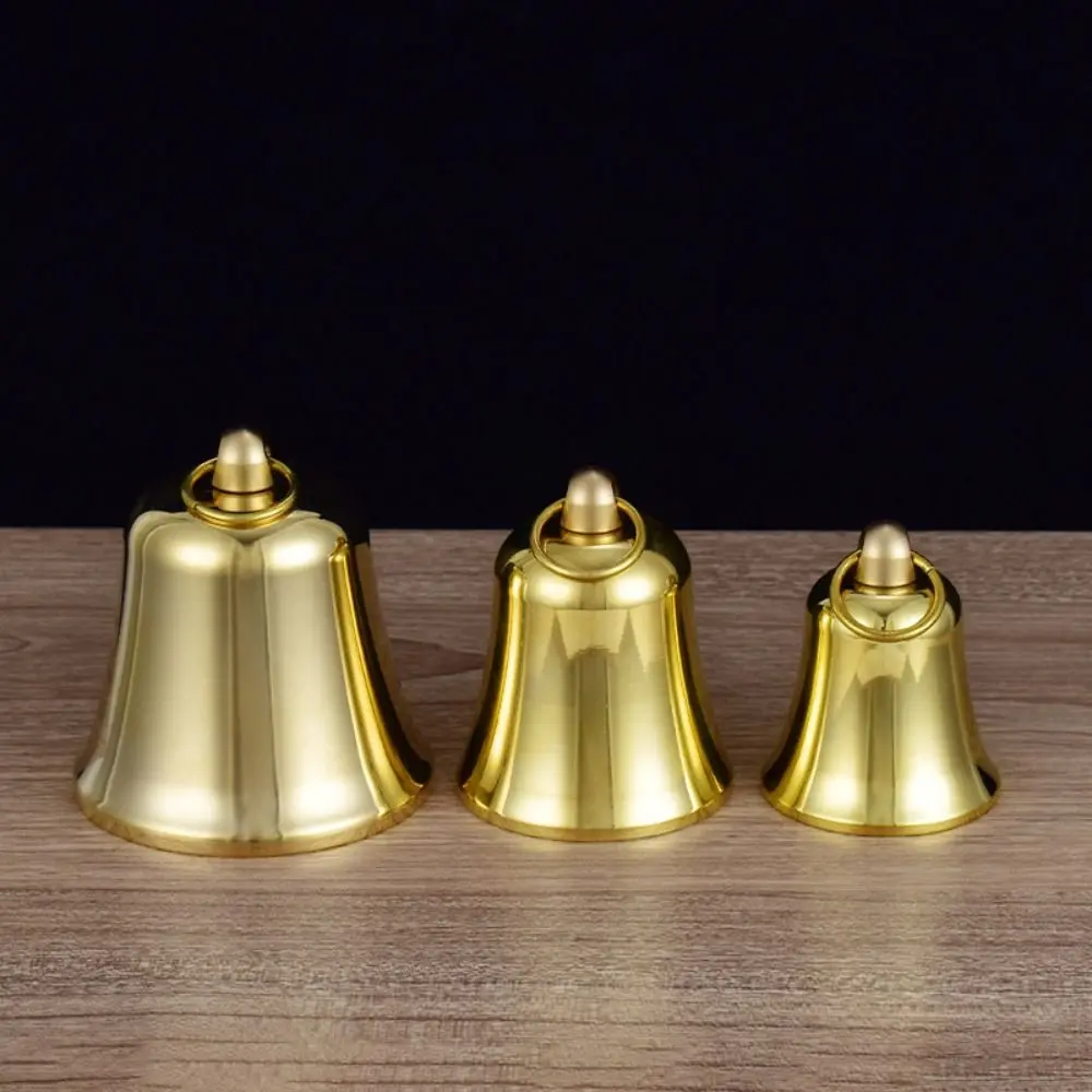 Vintage Gold Christams Bell Pendant Handmade Round Mouth Brass Hanging Bell Jingle Ornament Bell Wind Chime Garden