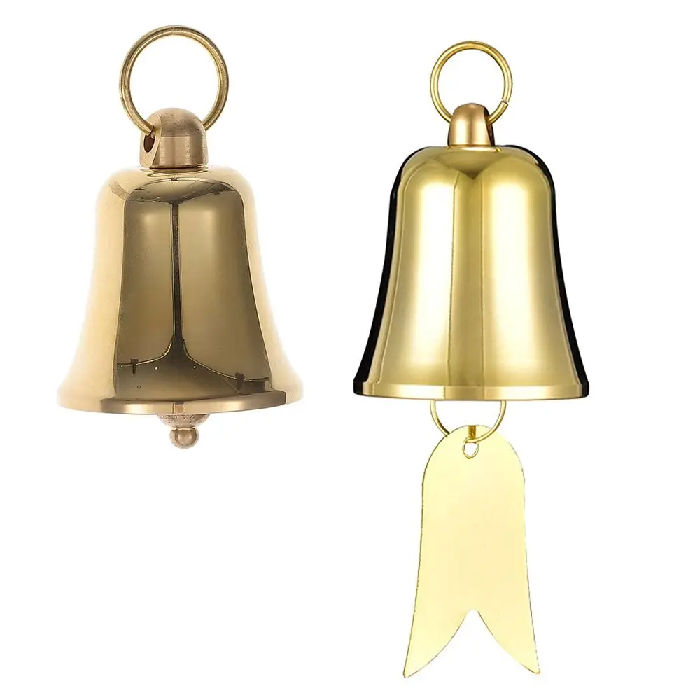 Vintage Gold Christams Bell Pendant Handmade Round Mouth Brass Hanging Bell Jingle Ornament Bell Wind Chime Garden