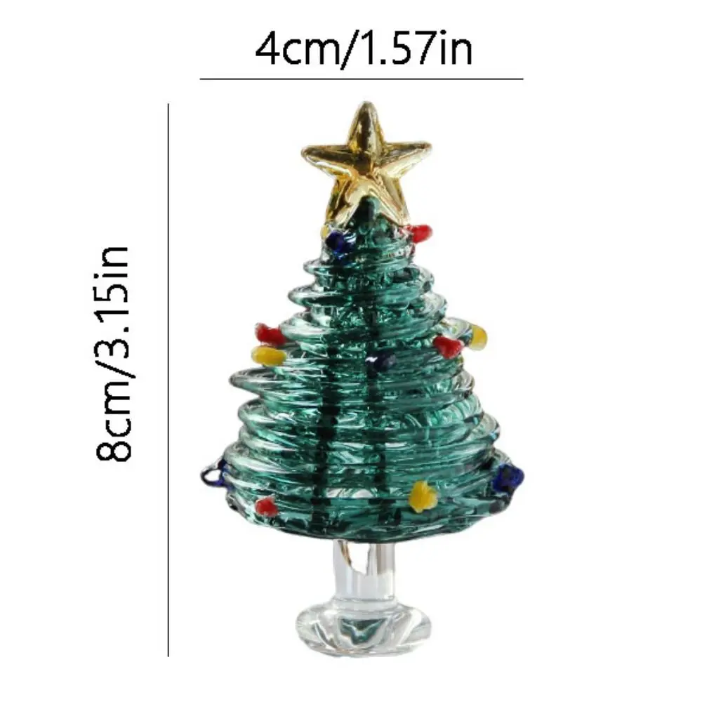 Home Decor Crystal Christmas Tree Brushed Glass Table Ornaments Christmas Tree Figurines Mini Glass Statue Christmas Decoration