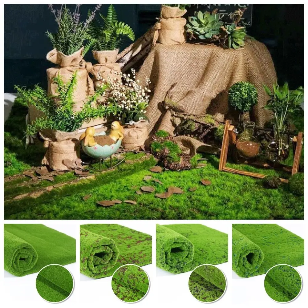 DIY Fake Moss Grass Turf Eternal Life Lifelike Simulation Moss Sheet Green No Watering Fake Green Grass Mat Home Decoraion