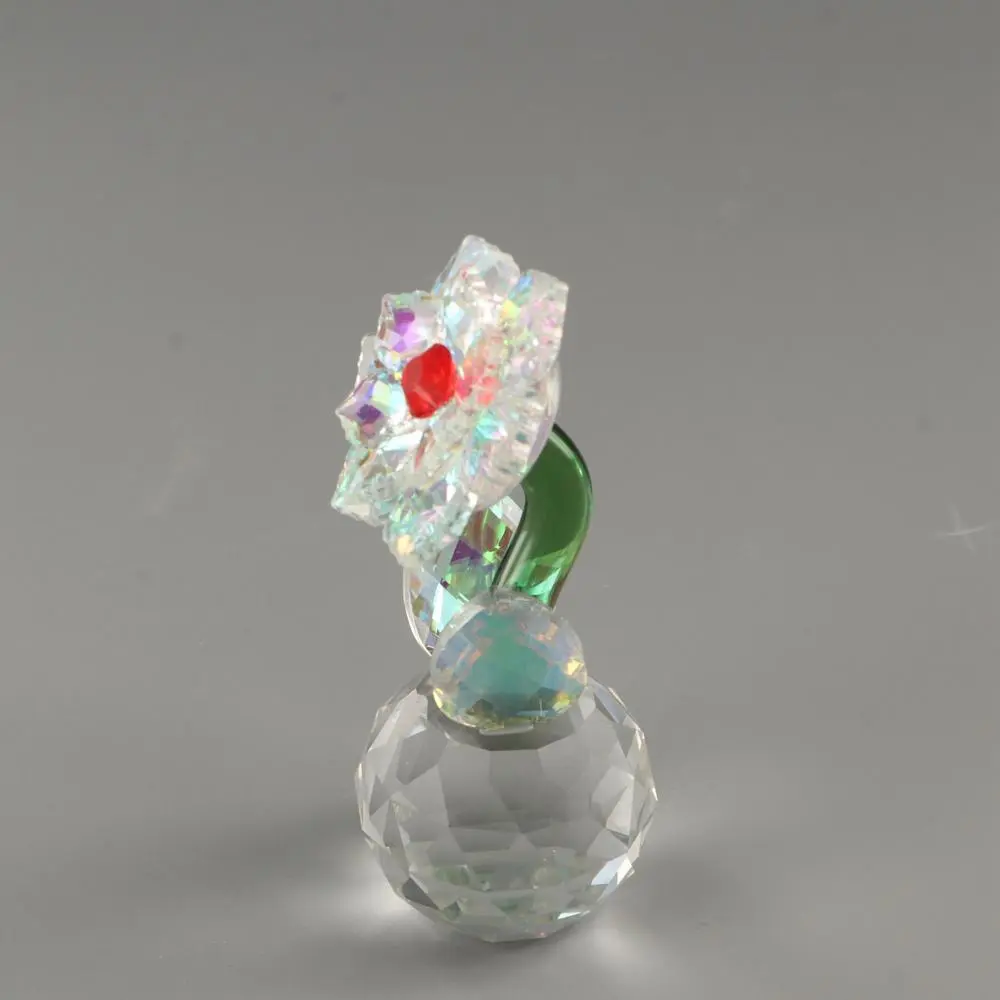 Round Base Crystal Flower Figurine Reflect Flower Ornaments Crystal Sunflower Collectible Sun Catcher Durable