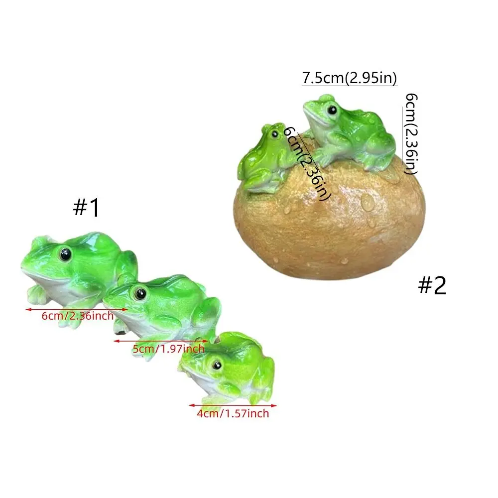 Cartoon Frogs Miniature Figurines Green Resin Crafts Small Frog Ornament Cute Handicraft Animal Statue Outdoor Garden Courtyard