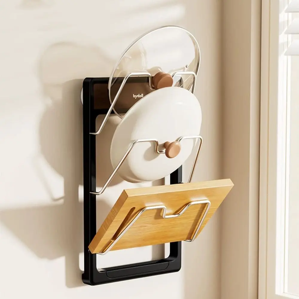 Suction Cup Kitchen Organizer Rack 3 Layers Non-slip Bathroom Shoe Rack Household Space-saving Pot Lid Holder Bathroom Storage