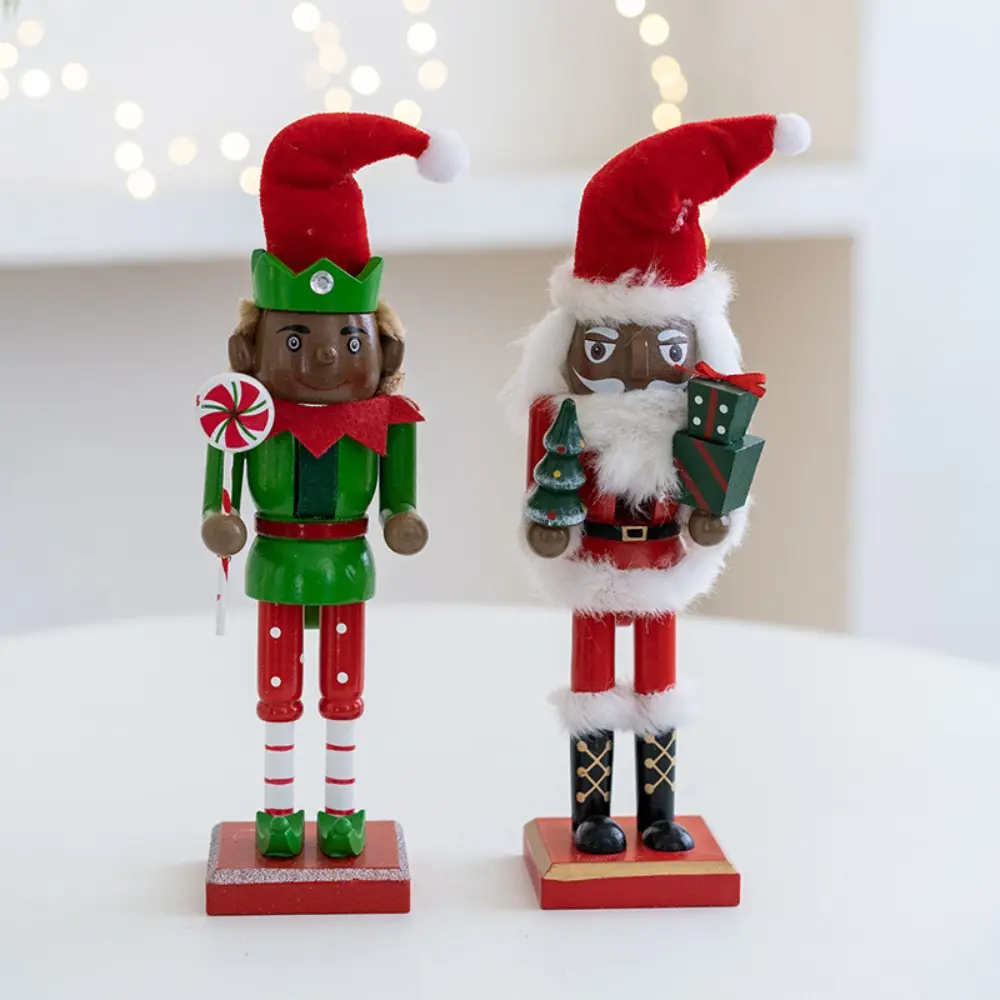 Wooden Santa Claus Nutcracker 27cm with Santa Hat Elf Nutcracker Ornament European Nutcracker Soldier Doll Gift