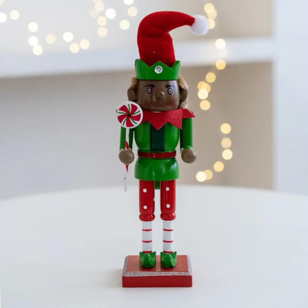 Wooden Santa Claus Nutcracker 27cm with Santa Hat Elf Nutcracker Ornament European Nutcracker Soldier Doll Gift