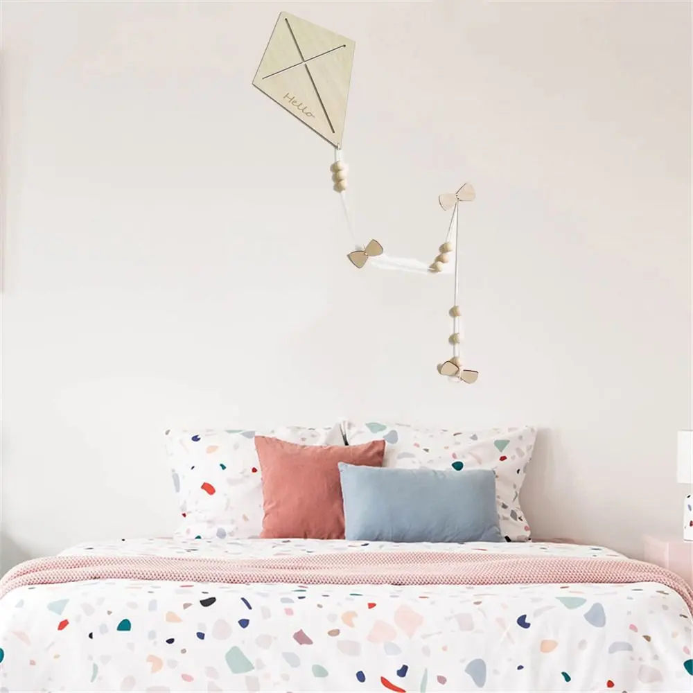 Wall Decoration Baby Gifts Children's Room Kite Wall Sticker Nursery Ornaments Kite Wall Ornaments Wood Hanging Pendant