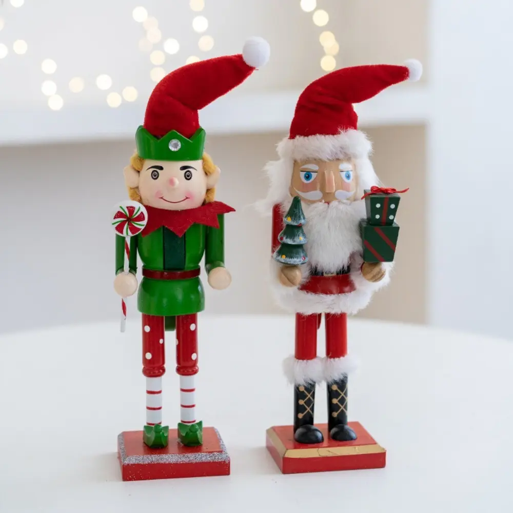 Wooden Santa Claus Nutcracker 27cm with Santa Hat Elf Nutcracker Ornament European Nutcracker Soldier Doll Gift