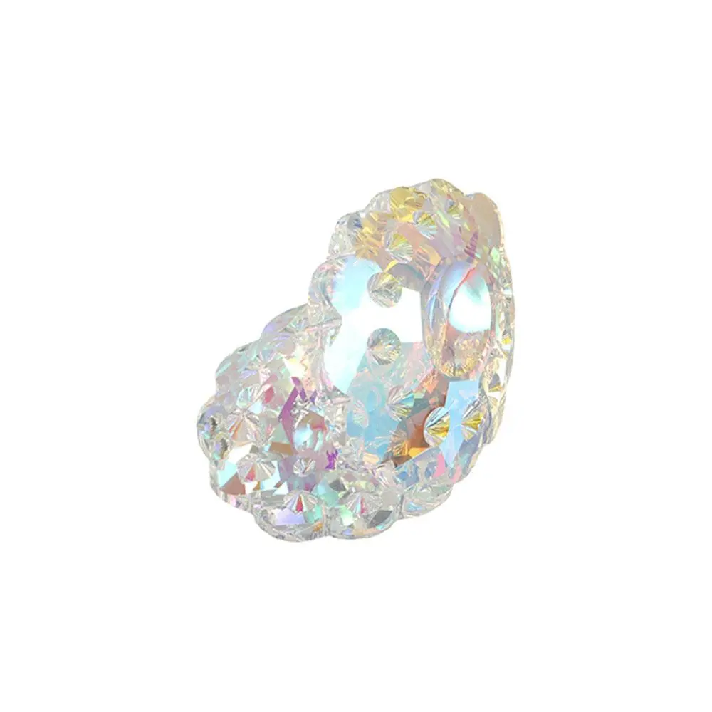 Reflective Crystal Conch Shell with Pearl Sun Catcher Durable Crystal Seashell Figurine Collectible Artificial Pearl Desk Decor