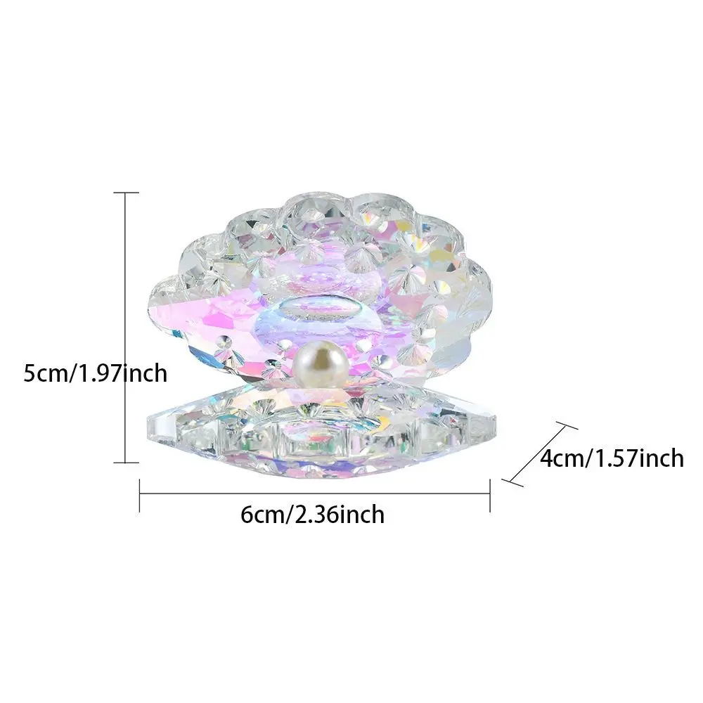 Reflective Crystal Conch Shell with Pearl Sun Catcher Durable Crystal Seashell Figurine Collectible Artificial Pearl Desk Decor
