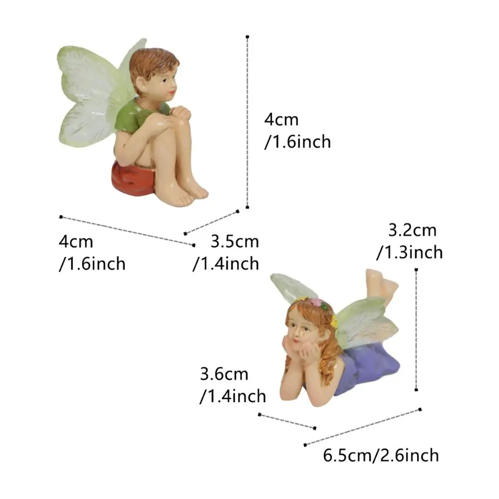 2pcs Small Ornament Resin Flower Fairy Statue Cute Creative Miniature Figurines Waterproof Mini Garden Sculptures Flowerpot