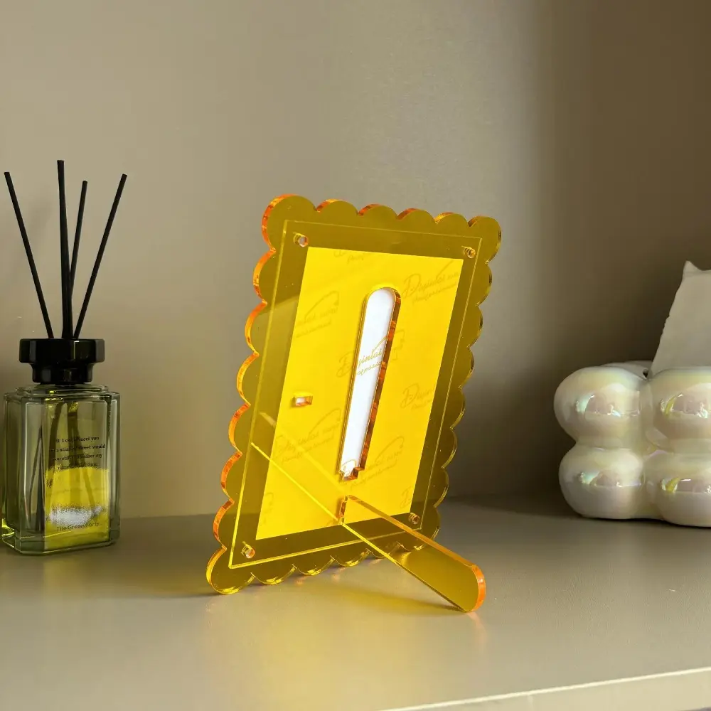 7-inch Picture Frames Acrylic Stand Clear Photos Decorative Rack Desktop Display Wave Patterned Photocard Holder Office