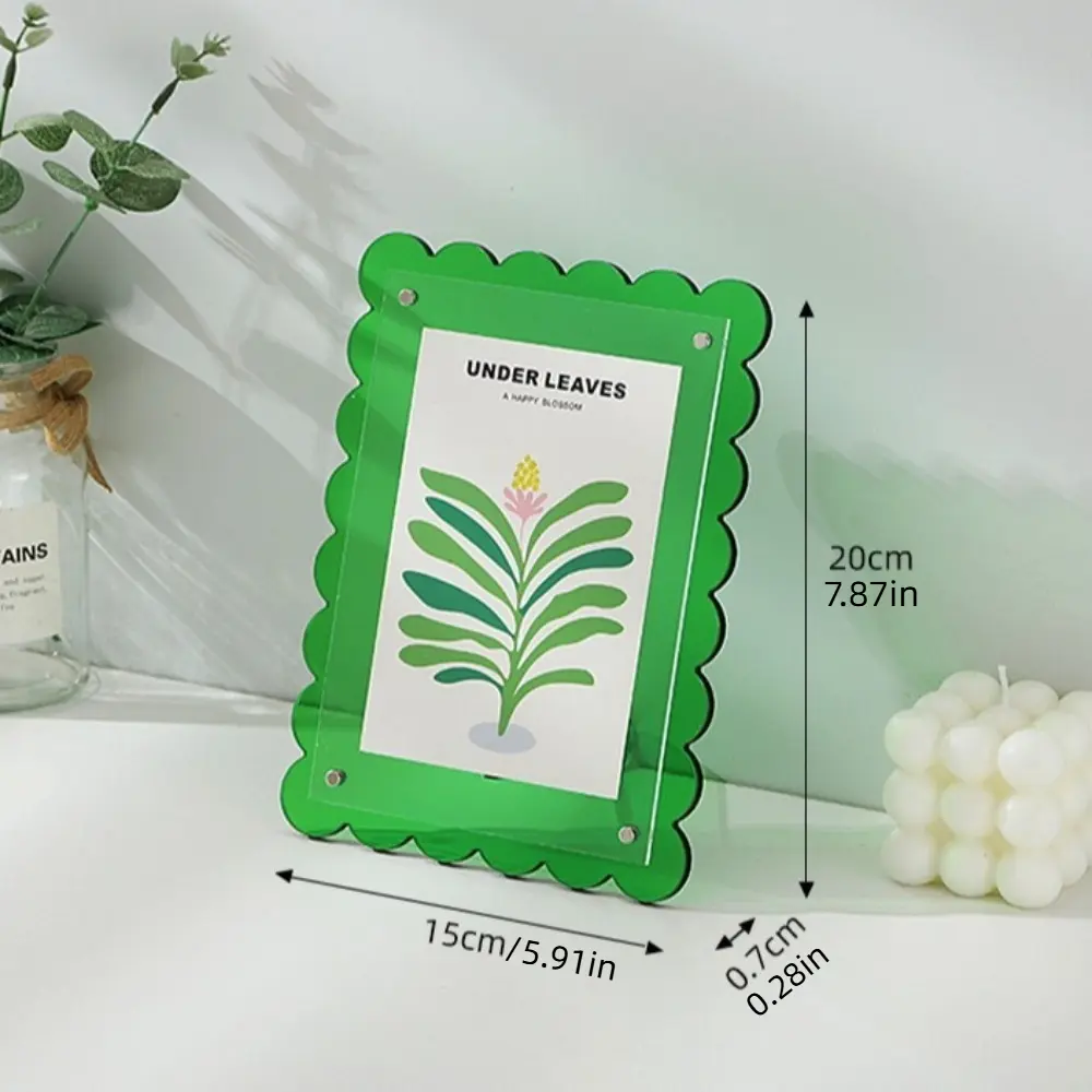 7-inch Picture Frames Acrylic Stand Clear Photos Decorative Rack Desktop Display Wave Patterned Photocard Holder Office