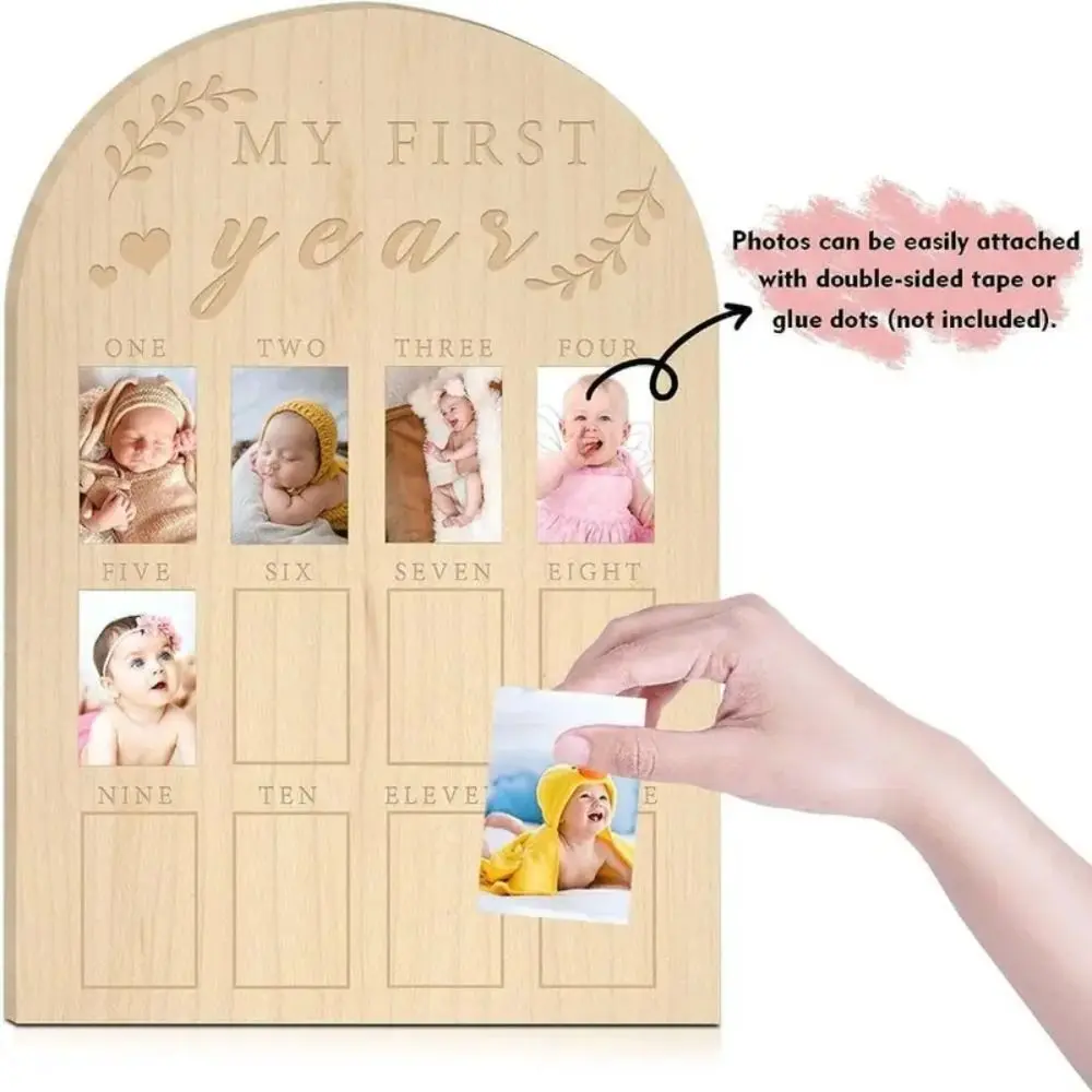 Baby's First Year Baby Picture Frame Meaningful Wood Color Photo Display Wood Frame Personalized Photo Frame Milestone Board