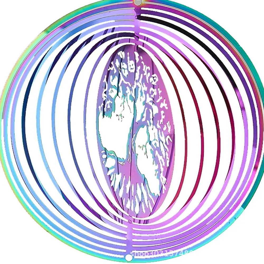 Art Color Gradient 3D Wind Chime Swivel Hook Spiral Ball Rotating Hanging Twirling and Dancing Waterproof Wind Spinner Indoor