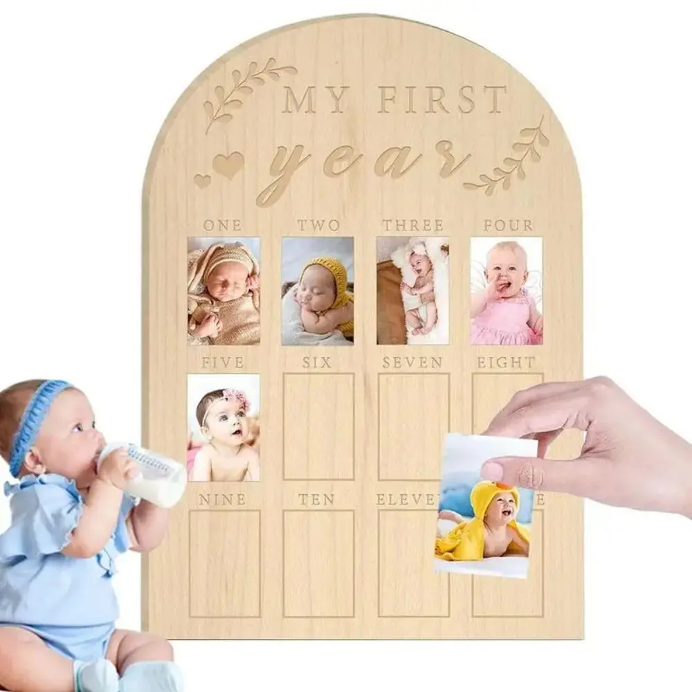Baby's First Year Baby Picture Frame Meaningful Wood Color Photo Display Wood Frame Personalized Photo Frame Milestone Board
