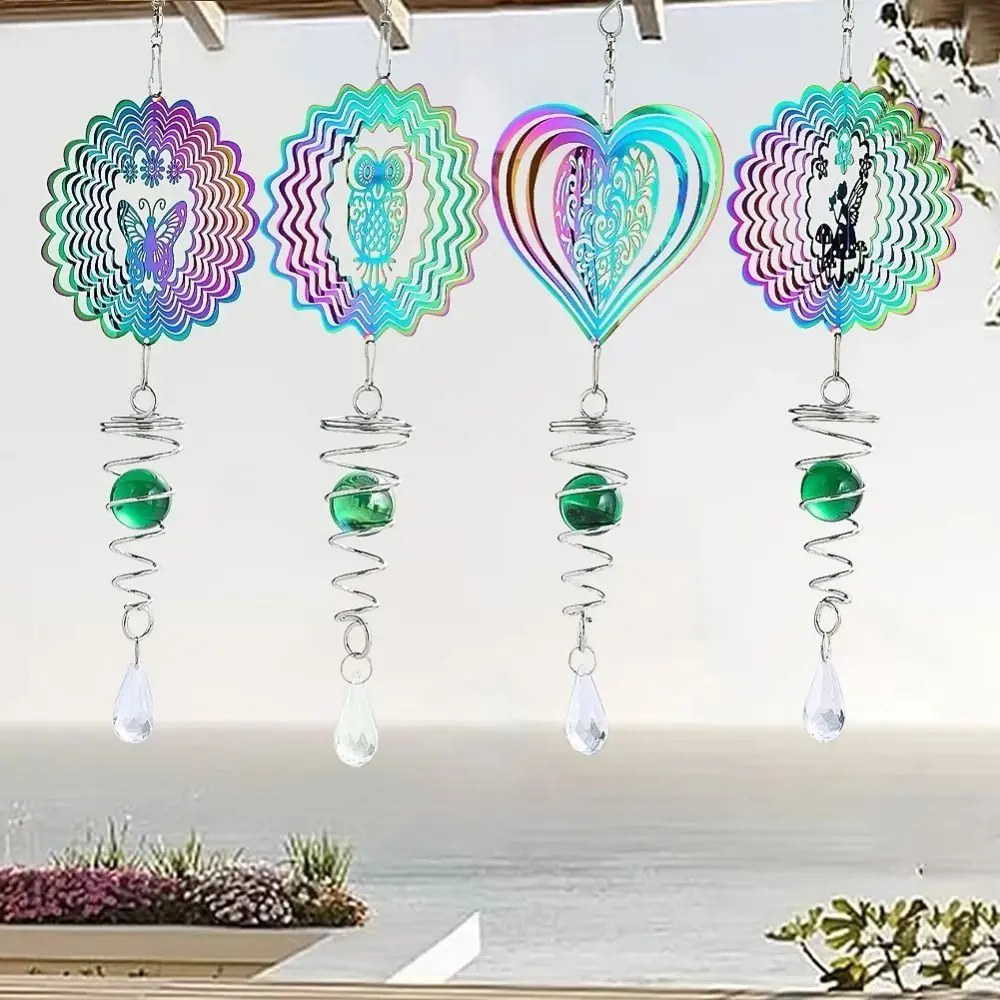 Art Color Gradient 3D Wind Chime Swivel Hook Spiral Ball Rotating Hanging Twirling and Dancing Waterproof Wind Spinner Indoor