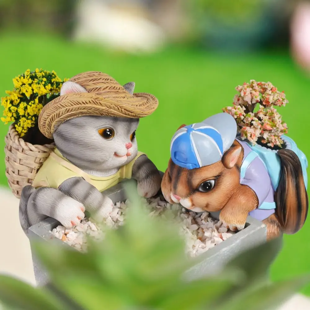 Creative Animal Flower Pot Hanging Ornament Mini Exquisite Resin Animal Flower Pot Figurine Romance Simple