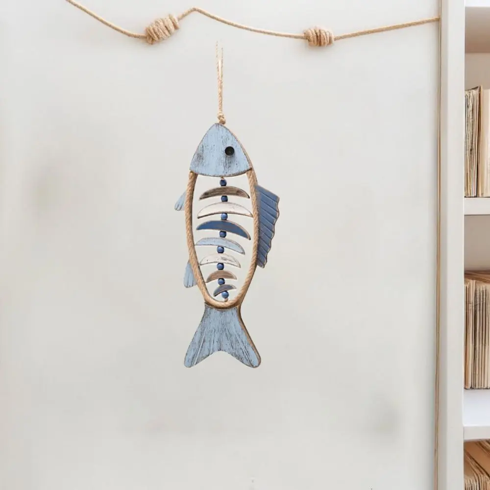 Vintage Handicraft Wood Fish Pendant Cartoon Hangable Fish Wall Hanging Ornaments Unique Fish-shaped Model Porch