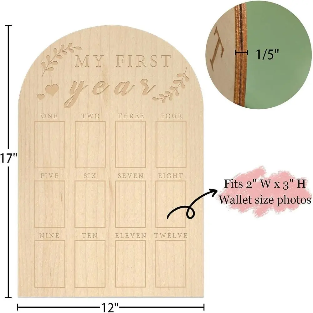 Baby's First Year Baby Picture Frame Meaningful Wood Color Photo Display Wood Frame Personalized Photo Frame Milestone Board