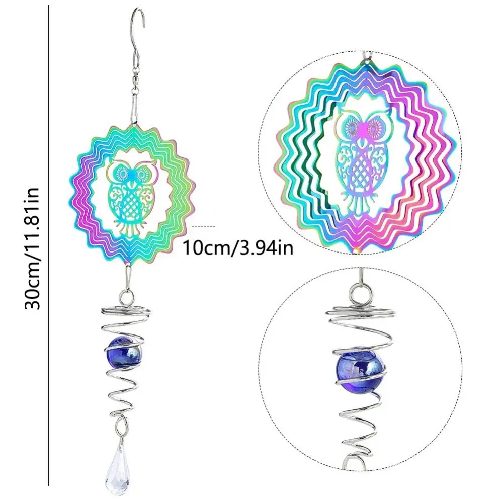 Art Color Gradient 3D Wind Chime Swivel Hook Spiral Ball Rotating Hanging Twirling and Dancing Waterproof Wind Spinner Indoor
