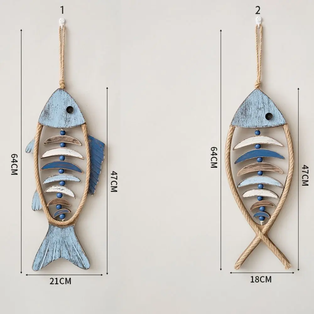 Vintage Handicraft Wood Fish Pendant Cartoon Hangable Fish Wall Hanging Ornaments Unique Fish-shaped Model Porch