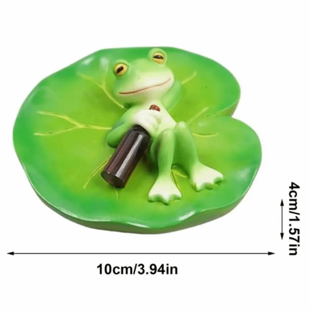 Creative Resin Frog Garden Statues Cute Relaxing Miniature Frogs Sculpture Waterproof Lotus Leaf Fake Animal Decorations Yard