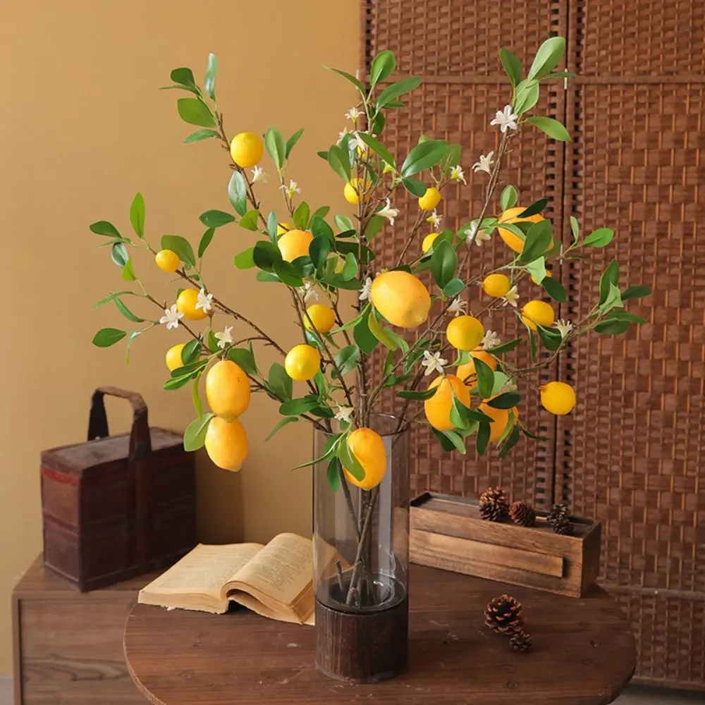 Style Fresh Restaurant Home Decoration Photography Props Hotels Lemon Branch Green Plants Lemon Fruit Artificial Flower