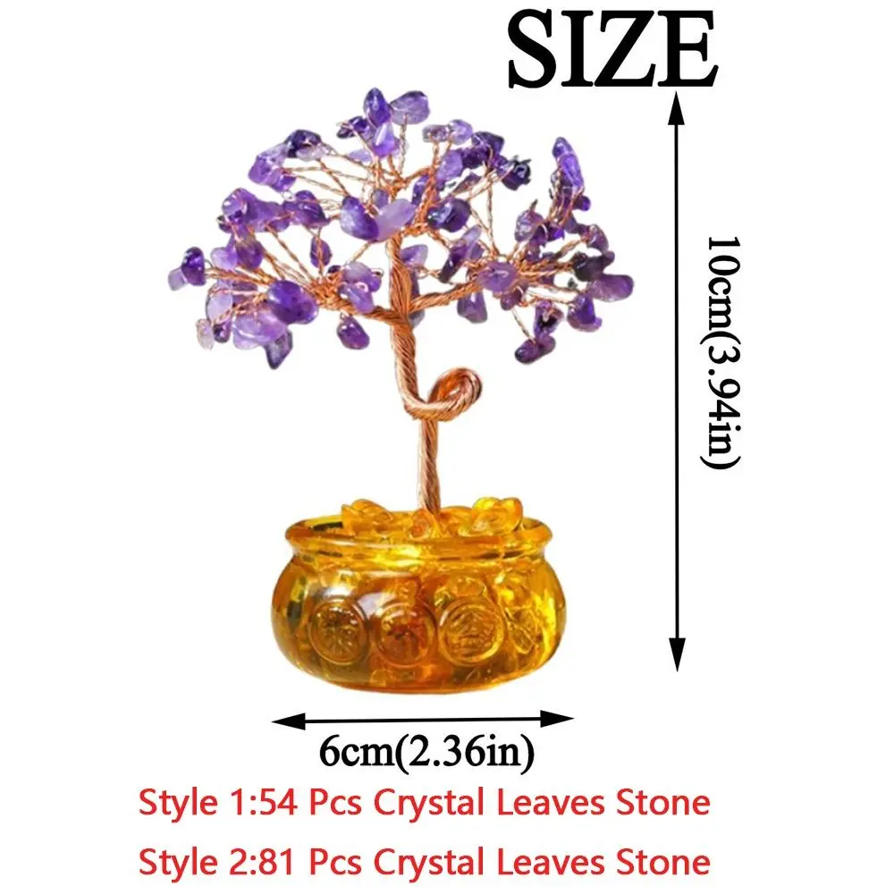 Creative Natural Crystal Tree Copper Wire with Base Fortune Tree Figurine Handmade Spiritual Crystal Decorative Tree