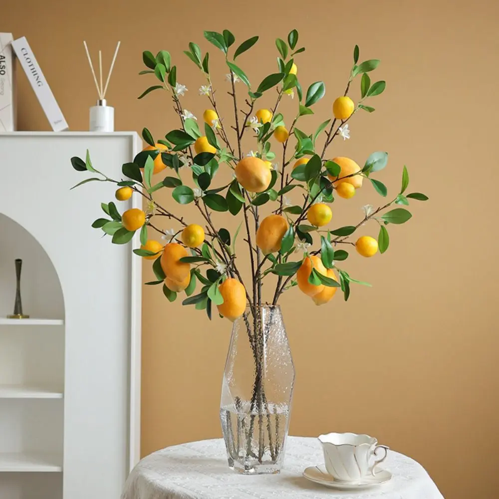 Style Fresh Restaurant Home Decoration Photography Props Hotels Lemon Branch Green Plants Lemon Fruit Artificial Flower