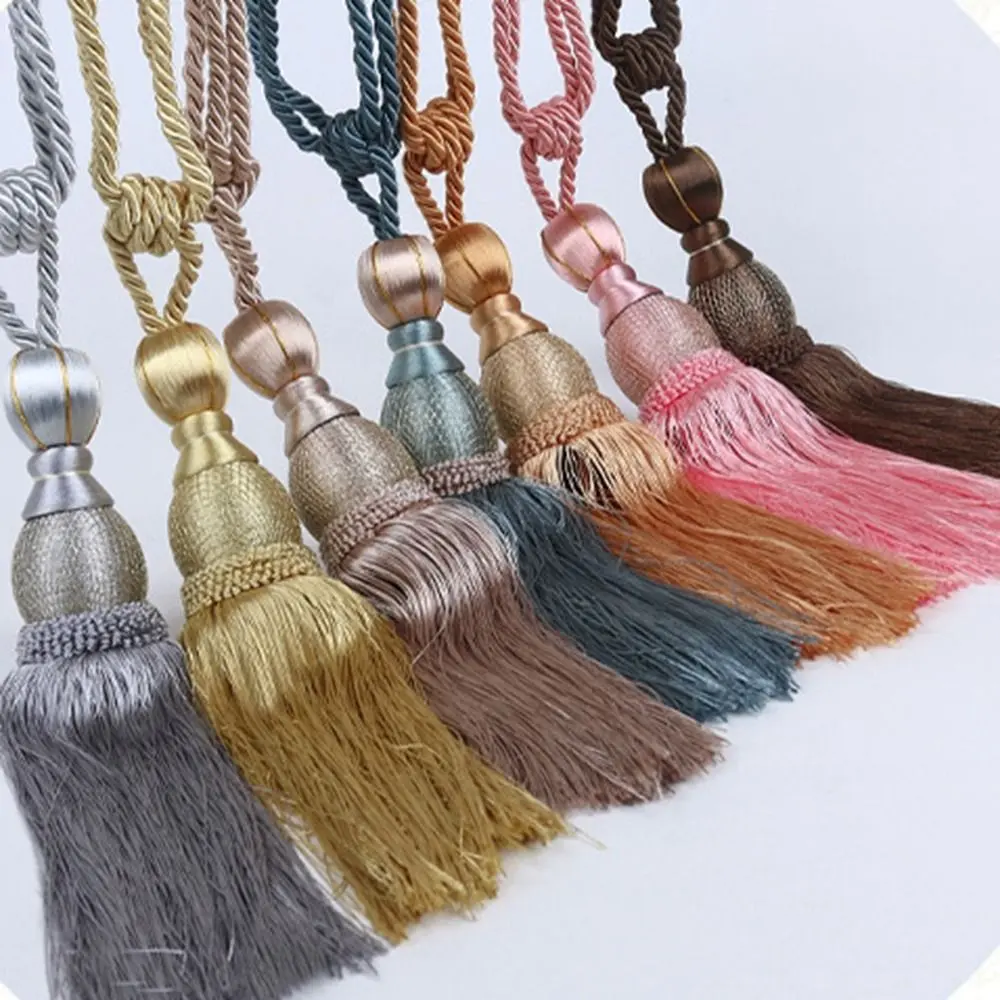 No Installation Curtain Tassels Tieback Punch-free Multicolor Tassel Curtain Ties Gold Wire Hanging Ball Polyester Yarn