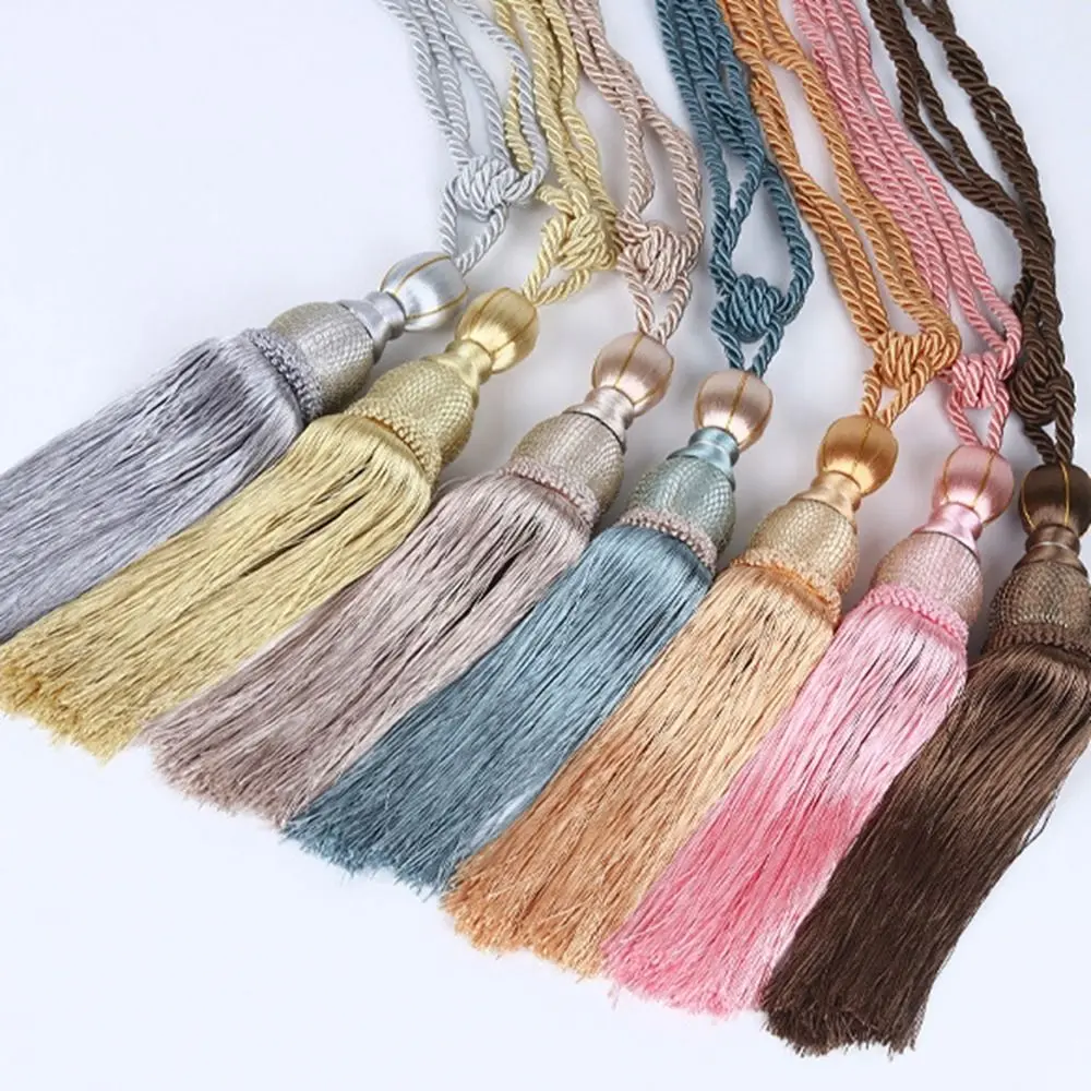 No Installation Curtain Tassels Tieback Punch-free Multicolor Tassel Curtain Ties Gold Wire Hanging Ball Polyester Yarn