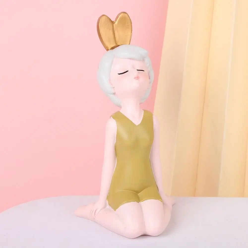 Desktop Ornament Resin Little Girl Statue Creative Cute People Sculpture Waterproof Handicraft Miniatures Figurine Desktop