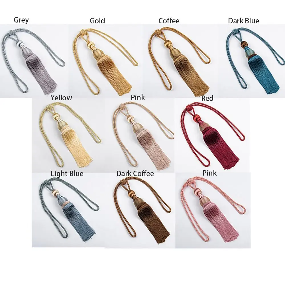 No Installation Curtain Tassels Tieback Punch-free Multicolor Tassel Curtain Ties Gold Wire Hanging Ball Polyester Yarn