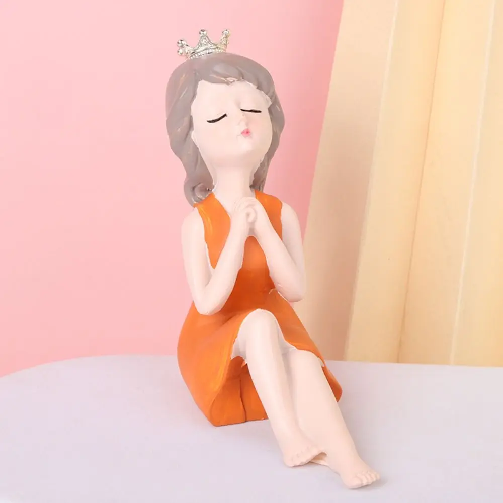 Desktop Ornament Resin Little Girl Statue Creative Cute People Sculpture Waterproof Handicraft Miniatures Figurine Desktop