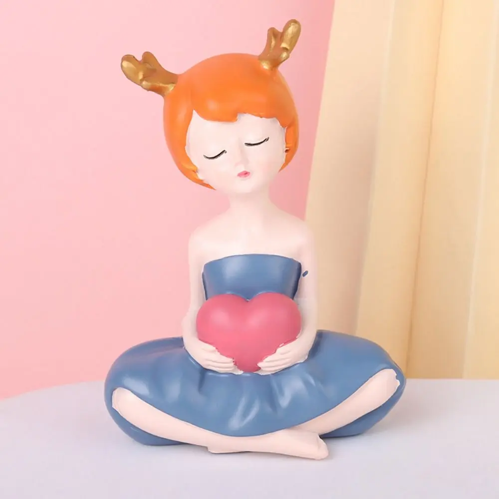 Desktop Ornament Resin Little Girl Statue Creative Cute People Sculpture Waterproof Handicraft Miniatures Figurine Desktop