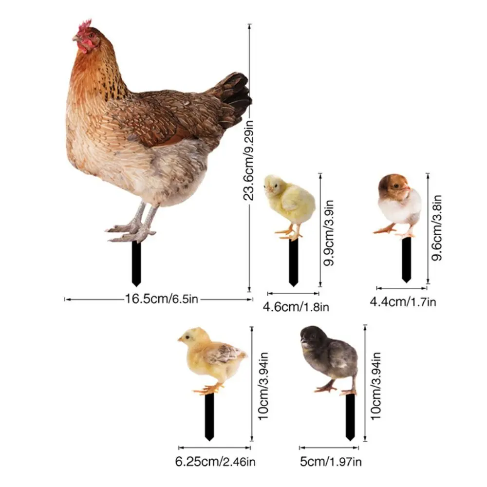 Interesting Acrylic Hen Statue Stereoscopic Insert Signs Chicken Cards Double-sided Chicken Statue Parks