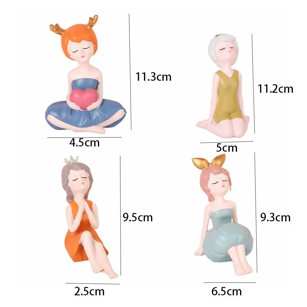 Desktop Ornament Resin Little Girl Statue Creative Cute People Sculpture Waterproof Handicraft Miniatures Figurine Desktop