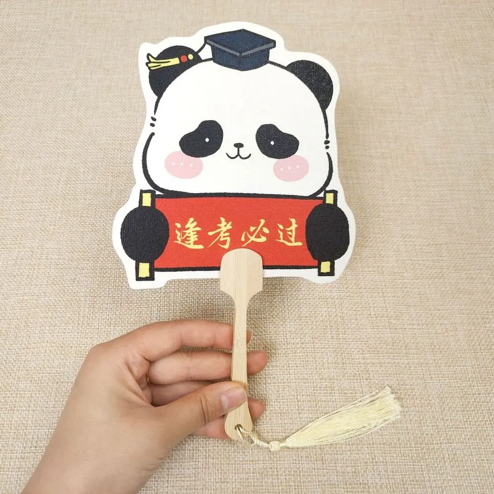 3Pcs Cute Panda Hand Fan Handmade Art Craft Summer Cooling Fan Portable with Tassel Cartoon Paper Hand Fan Wedding Party Gifts