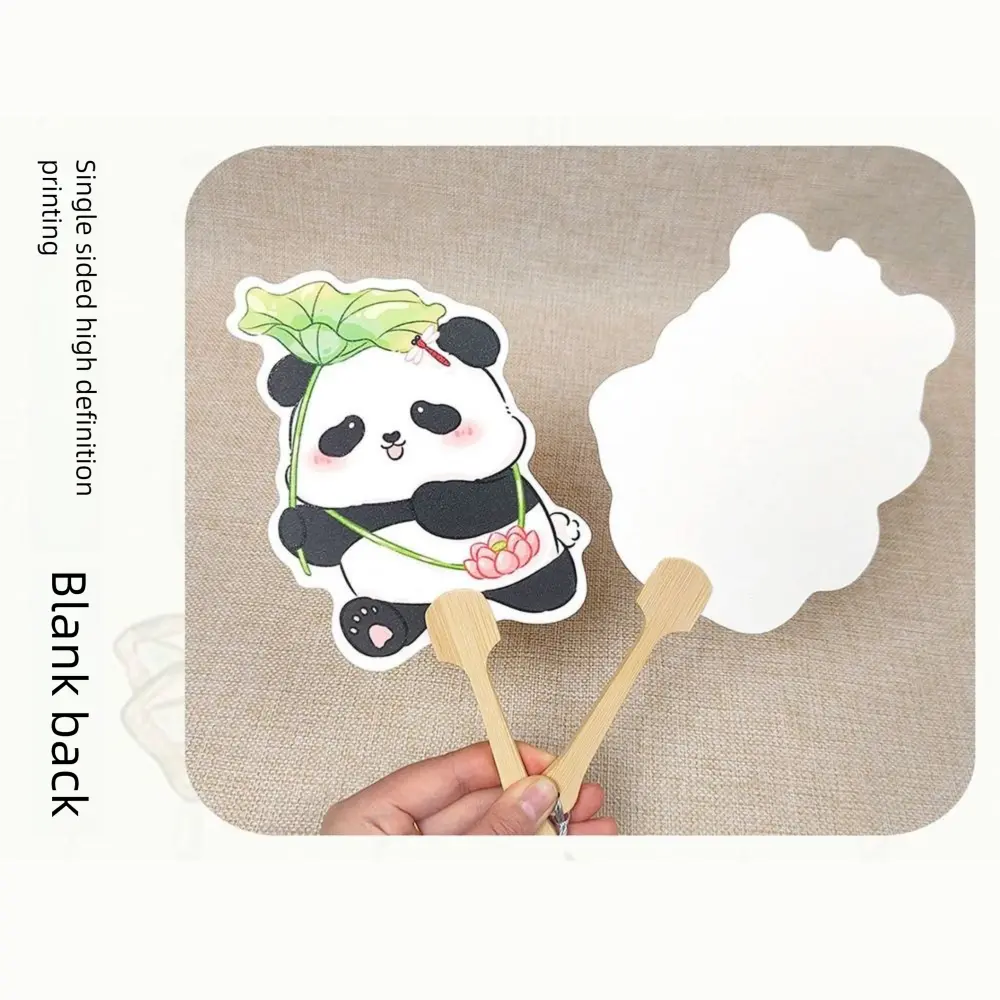 3Pcs Cute Panda Hand Fan Handmade Art Craft Summer Cooling Fan Portable with Tassel Cartoon Paper Hand Fan Wedding Party Gifts