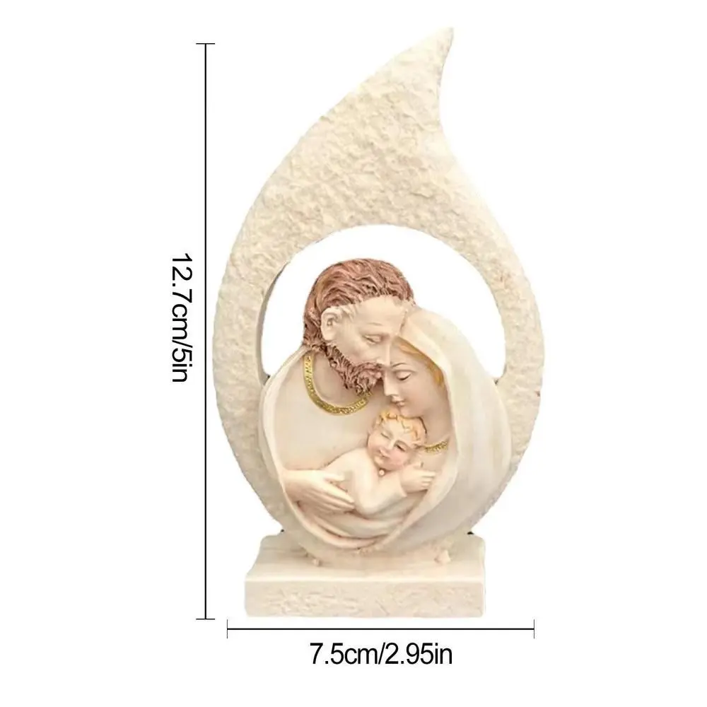 Creative Exquisite Sacred Hearts Statue Crafts Handmade Holy Family Figurine Painted Resin Nativity Ornaments Holiday
